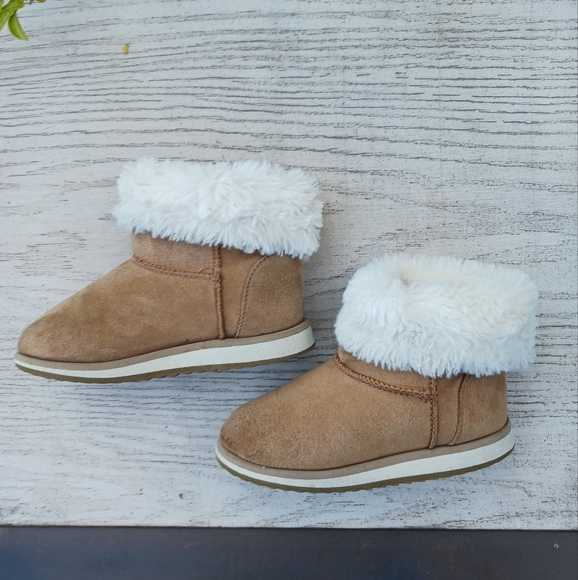 Cozy Brown Suede Faux Shearling Winter Boot Unisex Baby Size 9 - Picture 10 of 13
